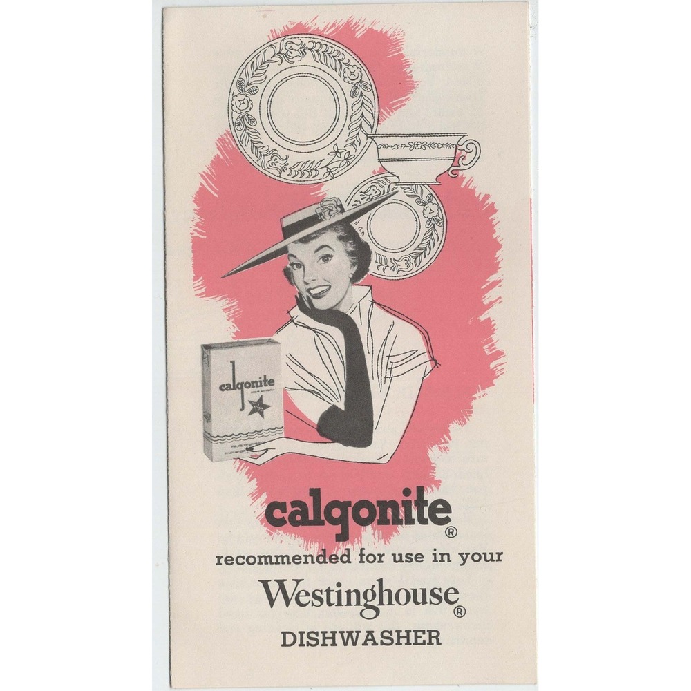 Vintage 1950s Calgonite Advertising Brochure Westinghouse Dishwasher Pink - Picture 1 of 3